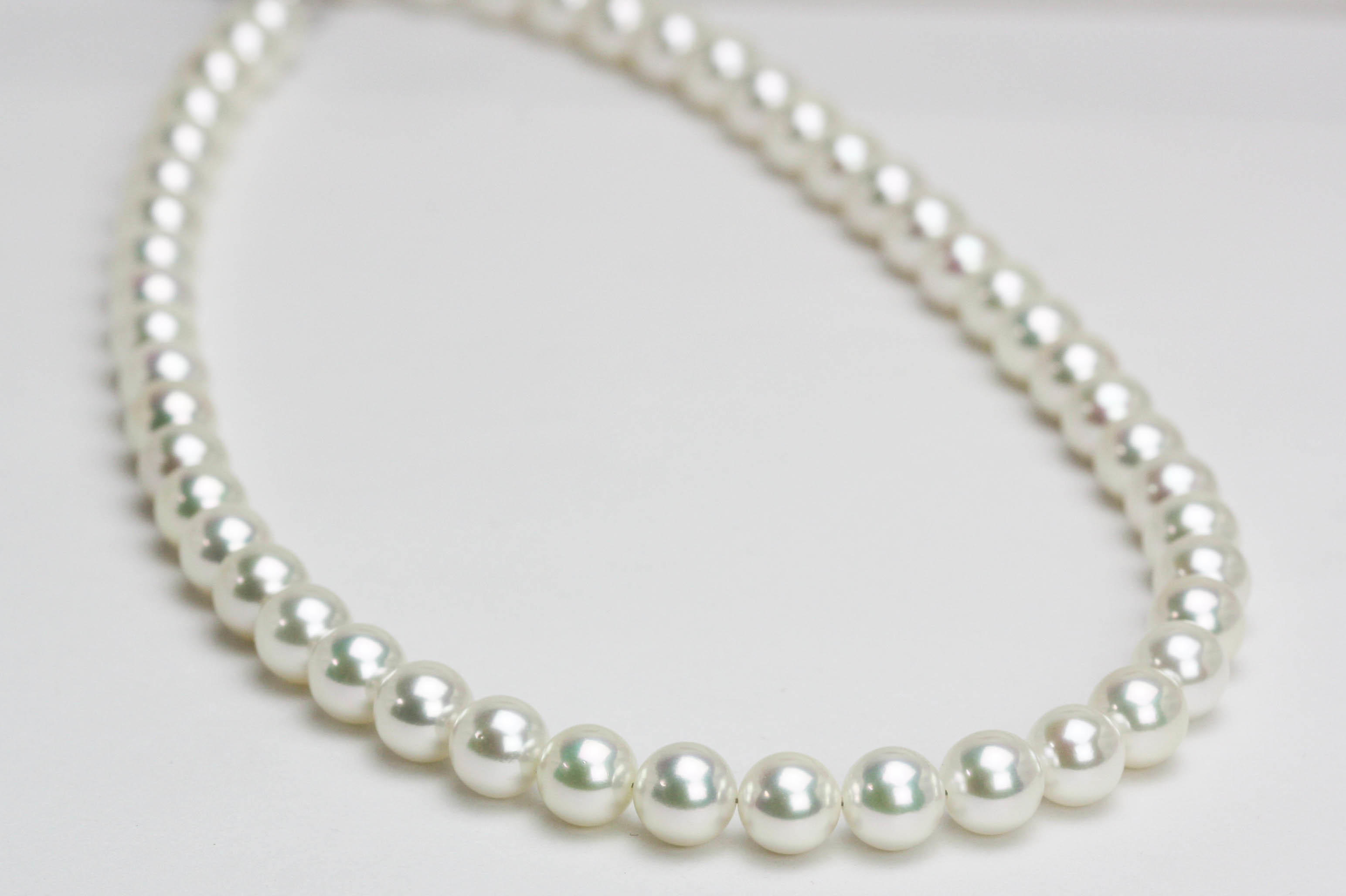 ナチュラルフォワイトカラー（無調色）花珠真珠ネックレス